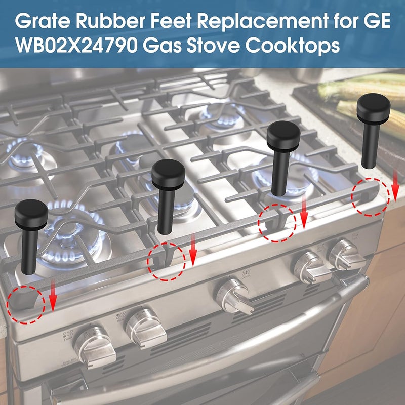TUELETFU Replacement WB02X24790 Gas Stove Grate Bumpers Rubber Feet for GE Range Burner Cafe Stove Top Cooktop 10 Pack - Image 3